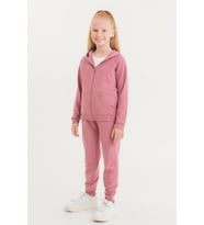 Kız - Erkek Çocuk Basic Fermuarlı Okul Eşofman Takımı Ak0785 (Pembe)