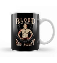 Funny Blood Is Just Red Sweat MMA Martial Arts Pun Kupa Bardak Porselen