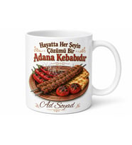 Adana Kebabı Temalı Baskılı Kupa Bardak Hediye Özel Tasarım Porselen Mug