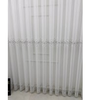 NİVEMESHOME 3211 LUNA GEOMETRİK DESENLİ GÜMÜŞ 1/3 SIK PİLELİ TÜL PERDE APM