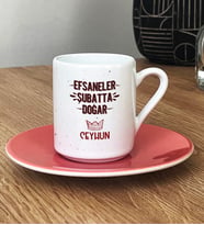 Kişiye Özel Efsaneler Şubatta Doğar Türk Kahvesi Fincanı Doğum Günü Hediyesi (Pembe)