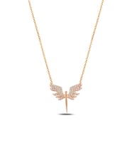 Zirkon Taşlı Rose Melek Model 2 Kadın Gümüş Kolye GKLMLKM2DEL-ROS 6018616379339 (Rose)