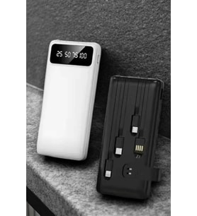 Powerbank 20.000 Mah LCD Ekran USB Lightning Type-C Uyumlu İOS ve Android