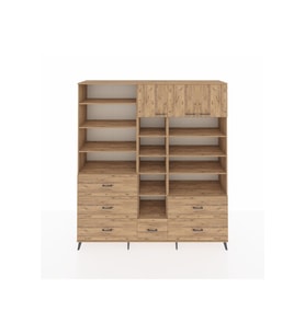 Hyperion Dolap 17 Raflı 6 Çekmeceli 3 Kapaklı 220x44x243 Çam-Çam/Çam