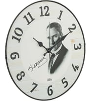36 Cm Gerçek Cam Akar Saniye Sessiz Mekanizma Dekoratif Atatürk Duvar Saati
