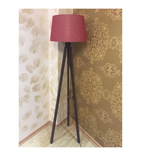 3 Ayaklı Lambader Kumaş Abajur Bordo Kahve LY627