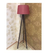 3 Ayaklı Lambader Kumaş Abajur Bordo Kahve LY627