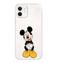 Apple iPhone 12 Uyumlu Kamera Korumalı Tıpalı Kapak Mickey Mouse TasarımlıŞeffaf Kılıf