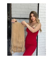 PerukAvm Luxury GenişDalgalı Yarımay+2 Yan Çıtçıt Karamel