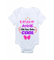 Kız Bebek Beyaz Teyze Anne Gibi Ama Daha Cool Baskılı Zıbın Body