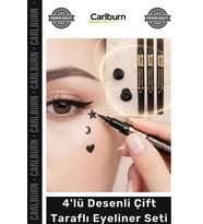 Yaratıcı Dekoratif Çift Taraflı Yoğun Siyah Pigment Makyaj 4'lü Desenli Çift Taraflı Eyeliner Seti