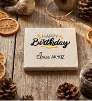 Kişiye Özel Happy Birthday Bardak Altlığı Doğum Günü Hediyesi