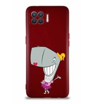 Oppo Reno 4 Lite Soft Premier Kapak Pearl Yengeç Tasarımlı Silikon Kılıf - Mürdüm (Şeffaf)