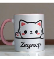 KİŞİYE ÖZEL,HEDİYE KUTUSUNDA PEMBE KULPLU KUPA BARDAK(NOT YAZILABİLİR)