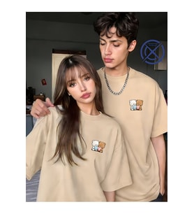 Sevgili Kombini Tişört 2’li Set Ayıcık Baskılı Unisex Çift Tişört %100 Pamuk
