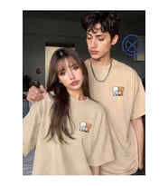 Sevgili Kombini Tişört 2’li Set Ayıcık Baskılı Unisex Çift Tişört %100 Pamuk