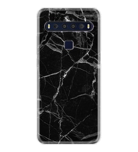 TCL 10L 10 Plus 10SE 20E 20SE 30SE L7 Kılıf Desemli Silikon Fragile Black Mermer 1378