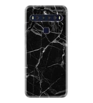 TCL 10L 10 Plus 10SE 20E 20SE 30SE L7 Kılıf Desemli Silikon Fragile Black Mermer 1378