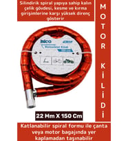 Premium Kesme Kırılmaya Dayanıklı PVC Dış Kaplama Katlanabilir Motor Bisiklet Kilidi 22 Mm x 150 Cm