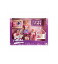 Alisha Beşikli, Mama Sandalyeli, Pusetli Bebek Bakım Seti – 29 cm Alisha Mother & Daughter Set (Çok Renkli)