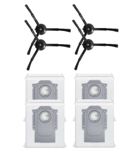 Roborock QRevo MaxV Uyumlu 4 Adet Siyah Yan Fırça 4 Adet Toz Torbası