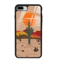 iPhone 8 Plus Retro Kaktüs Güneş Tasarımlı Glossy Telefon Kılıfı
