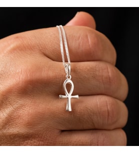 Gümüş Ankh Kolye 925 Ayar Gümüş Yaşam Haçı Unisex Kolye Haç Kolye Yaşam Anahtarı Kolye