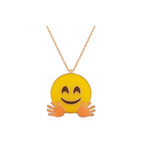?Gümüş Rose El Sallayan Emoji Kadın Kolye CSR2182633