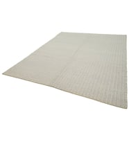 Krem El Dokuma Yün Pamuk Modern Geometrik Desenli Konforlu Salon Kilimi Yatak Odası