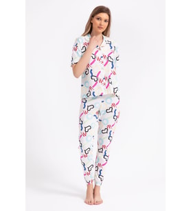 Roly Poly 2786 Love Krem Kadın Gömlek Pijama Takımı