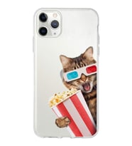 PrintiFy Apple  iPhone 11 Pro Max ile Uyumlu 1mm Slim Fit Kedi 1 050b Baskılı Şeffaf  Kılıf