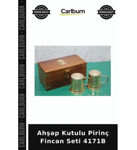 Özel Üretim Hediyelik Geleneksel Dekoratif Sunum Sofra Ahşap Kutulu Pirinç Fincan Seti 4171B