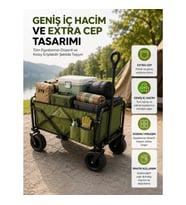 Mey İthalat® Geniş İç Hacimli Fren Sistemli Katlanabilir Kamp ve Piknik Arabası