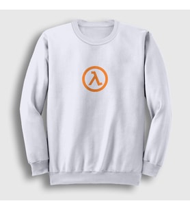 Presmono Unisex Beyaz Half Life Logo Oyun Sweatshirt 421291tt (Beyaz)