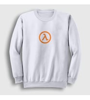 Presmono Unisex Beyaz Half Life Logo Oyun Sweatshirt 421291tt (Beyaz)