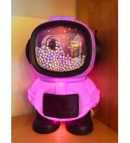 Işıklı Astronot Tasarımlı Kumbara 11 cm x 11 cm 17,6 cm Mor Renk