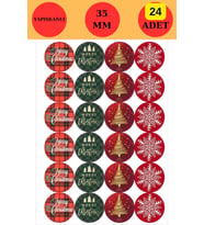 24 Adet - Mutlu Yıllar  Sticker - Kartanesi Sticker - Yılbaşı Sticker - Yılbaşı Süs - Hediye Sticker