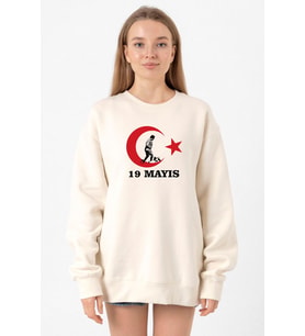 19 Mayıs Ata Ekru Kadın 2ip Sweatshirt
