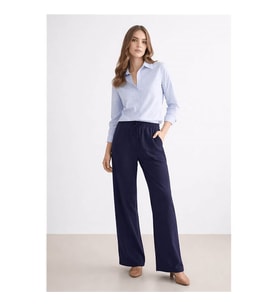 Fashion Friends Geniş Paça Lacivert Kadın Pantolon 26Y0109K1
