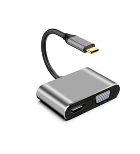 Type C 4 in 1 4K Hdmi- Vga-Usb 3.0-87w Type c Dişi