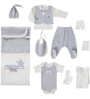 Erkek Bebek Mini Star 10 Lu Zıbın Hastane Çıkış Seti