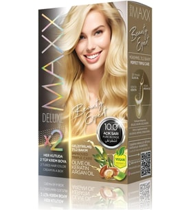 Maxx Deluxe Beauty Expert Hair Color (Kerati̇n)'Li̇ 1 Kutu (2 X 50 Ml) (Açık Sarı 10.0)