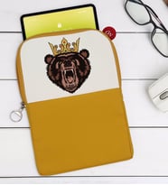 BK Gift Ayı Tasarımlı Taşınabilir Koruyucu Tablet Kılıfı & Organizer Çanta - Sarı-1