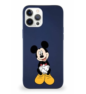 Apple iPhone 12 Pro Max Soft Premier Kapak Mickey Mouse-A Tasarımlı Silikon Kılıf - Lacivert (Şeffaf)