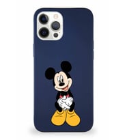 Apple iPhone 12 Pro Max Soft Premier Kapak Mickey Mouse-A Tasarımlı Silikon Kılıf - Lacivert (Şeffaf)