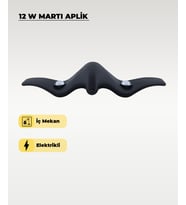 12 W. Martı Aplik 3200K Sarı Işık (Siyah)