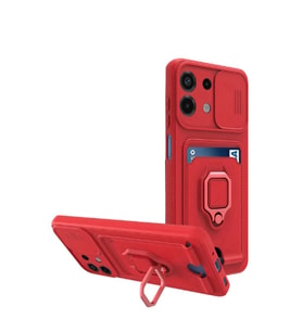Xiaomi Redmi Note 13 4g Kılıf Zuma Kartvizitli Yüzüklü Silikon - Kırmızı