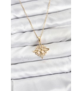 316L Çelik Zincir Gold Renk Sonsuzluk Model Zirkon Taşlı Kadın Kolye 5886 - HPSBYI3823-7582