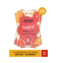 Agiva Greyfurt C Vitamini İçeren Canlandırıcı Kağıt Yüz Maskesi 5'li Set - Aydınlatıcı Etki