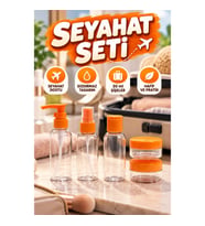 5’li Seyahat Kozmetik Şişe Seti – 30 ml Şişe, Sprey ve Krem Kapları Çantalı